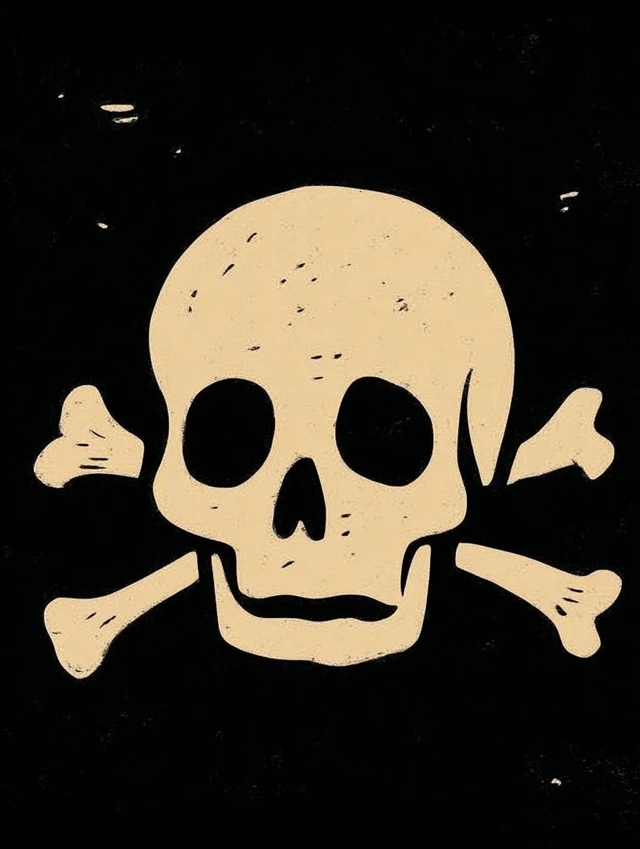 Skull and Crossbones Vintage Woodcut Illustration