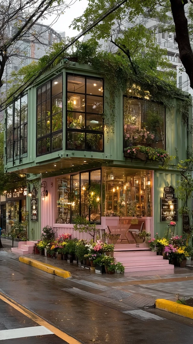 Container Flower Shop: Pink and Blue Oasis