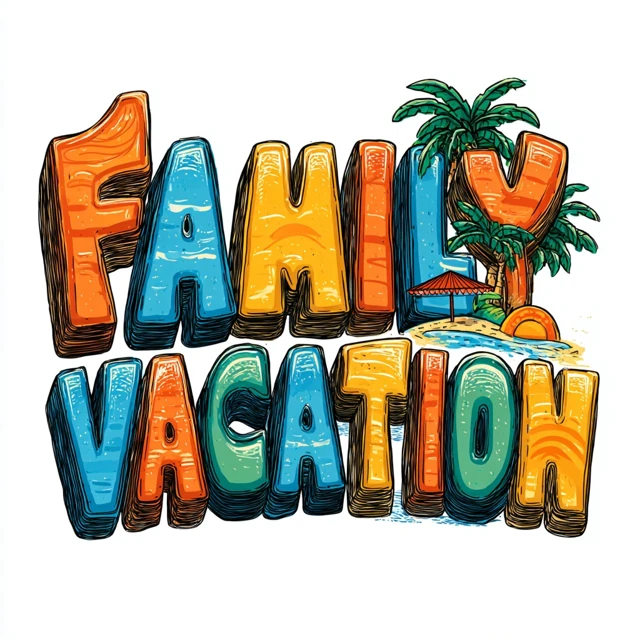 Family Vacation Graffiti Text Art