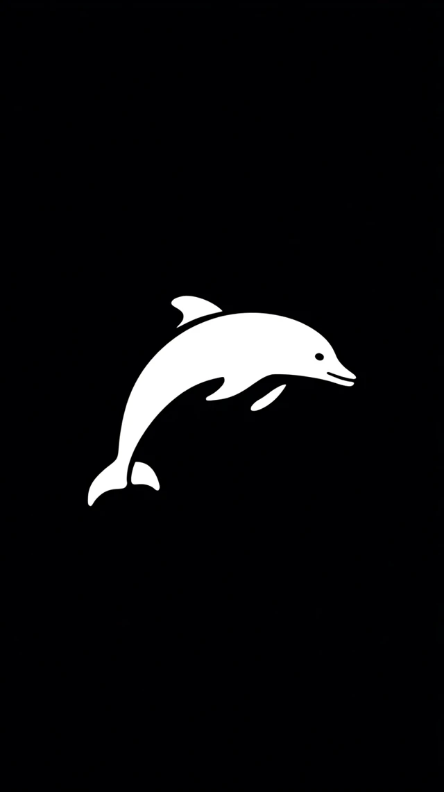 Dolphin Icon Black Background Illustration