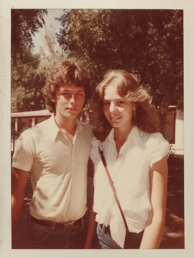 Polaroid Photo of Young Couple at University