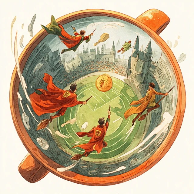 Quidditch in a Mug Watercolor Illustration