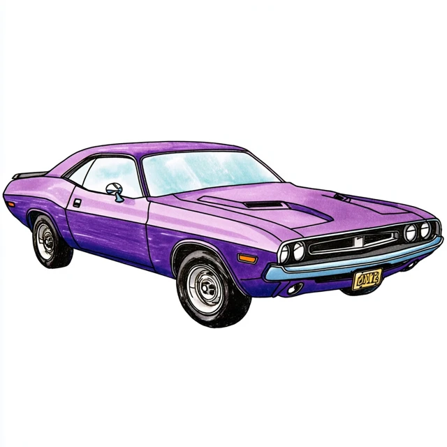 1970 Dodge Challenger Illustration Hot Wheels Style