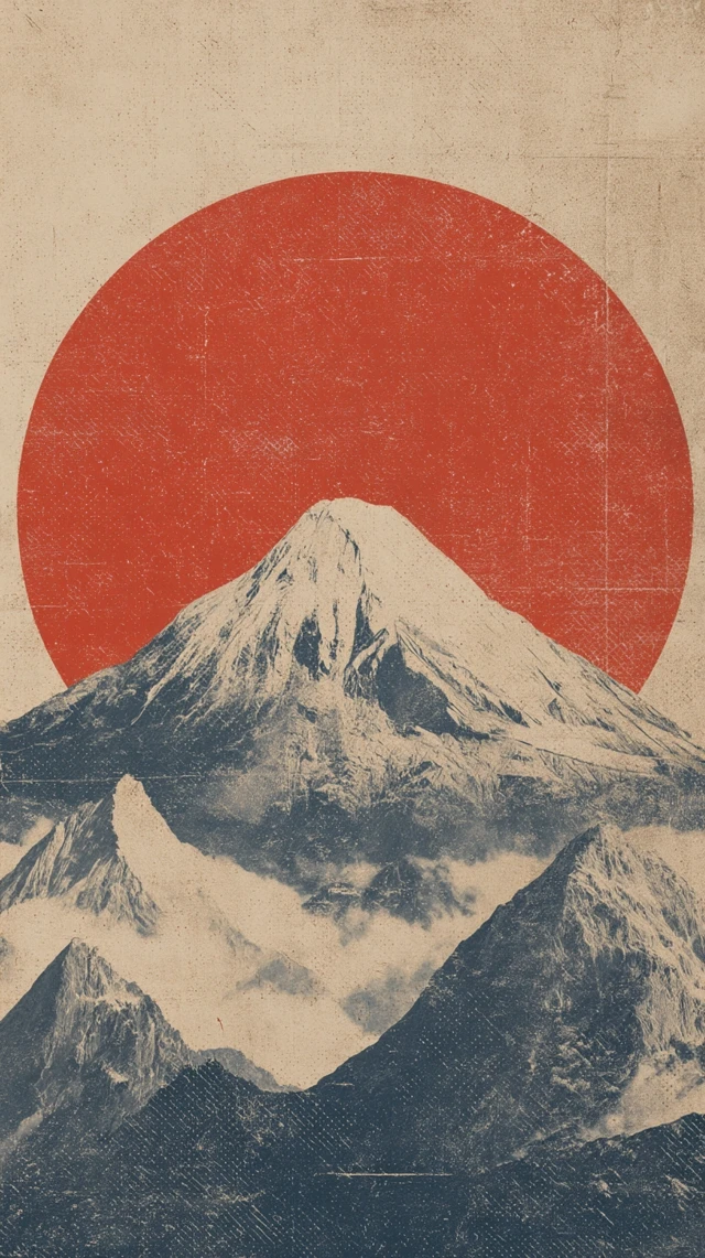 Japanese Mountain Landscape Graphic Art