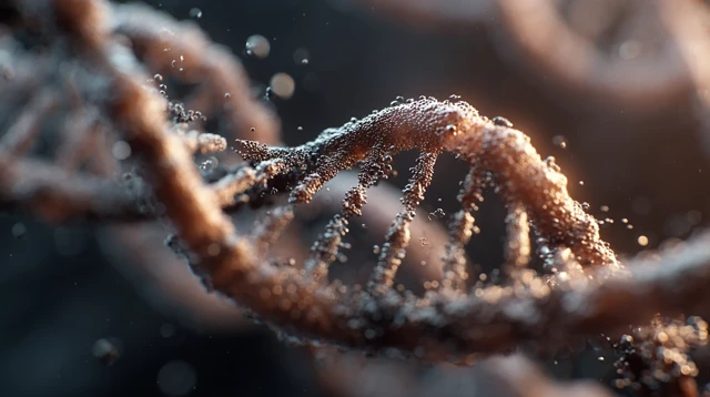 DNA Strand Digital Visualization Close Up