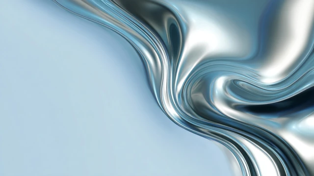 Abstract Metallic Flowing Liquid Blue Silver Banner