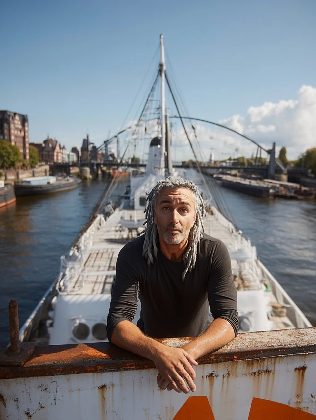 Man on Ship with Long Hair Photography