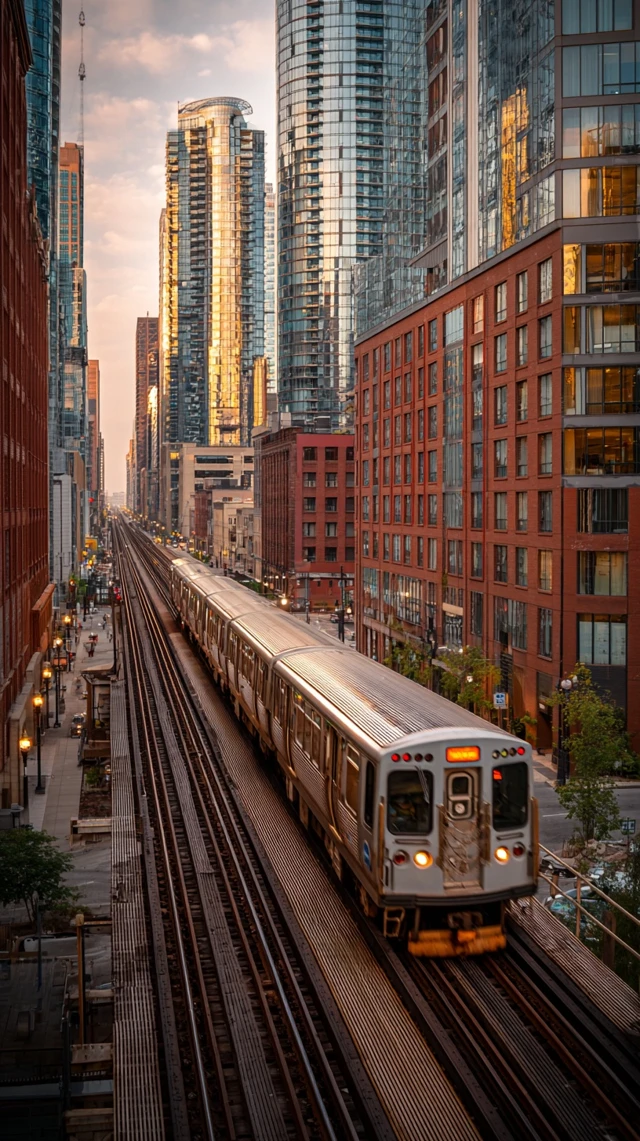 City Train at Golden Hour Urban Photography