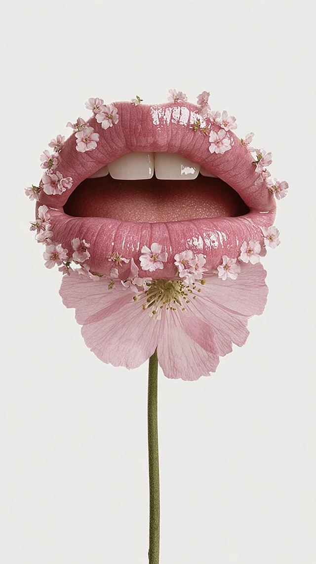 Surreal Lips Flower Pink Art Photography