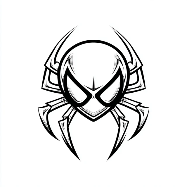 Spider Mascot Logo Black and White Cartoon Sports