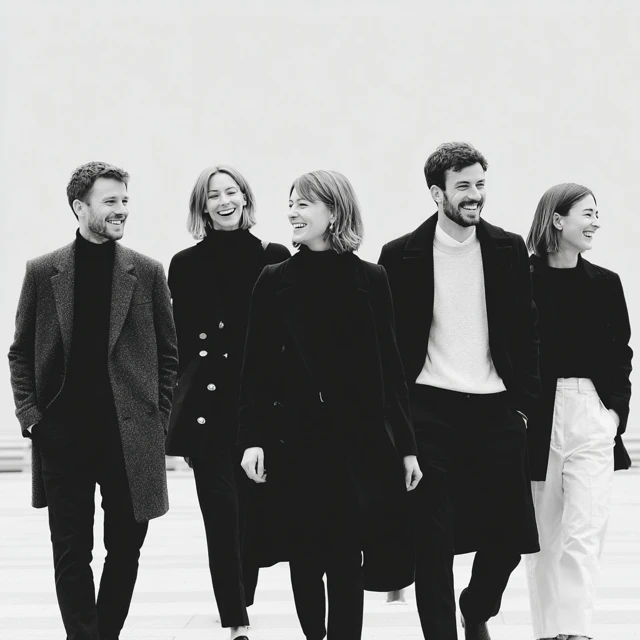Happy Professionals Walking Towards Camera