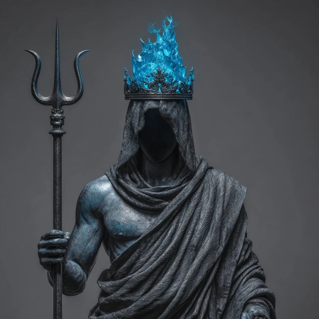 Hades King of Hell Statue Blue Fire Crown