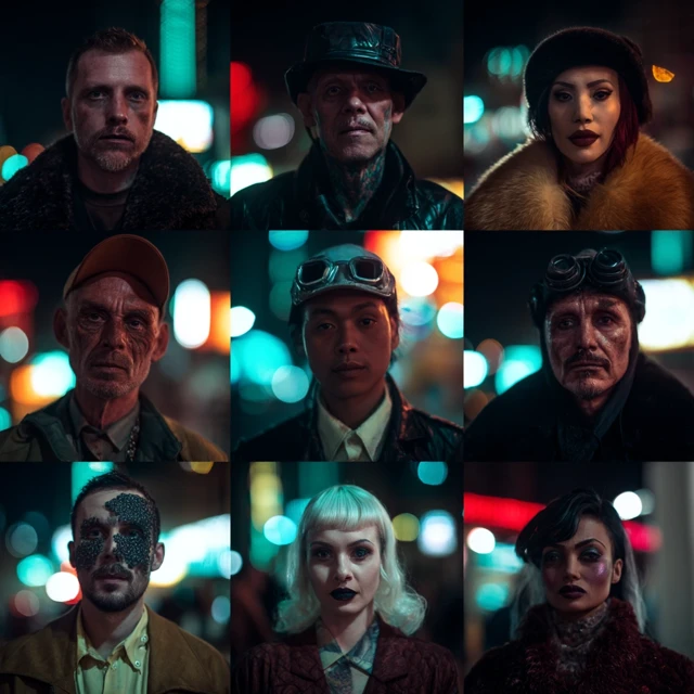 Cyberpunk Crowd Portrait: Blade Runner Aesthetic