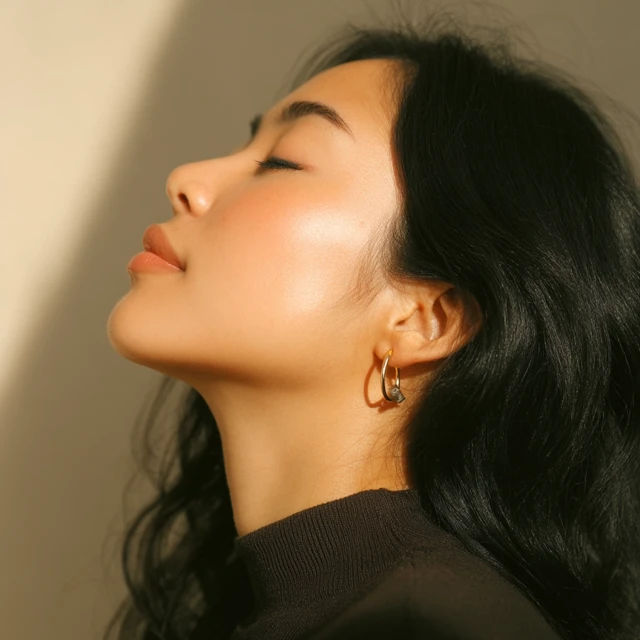 Asian Woman Portrait with Eyes Closed