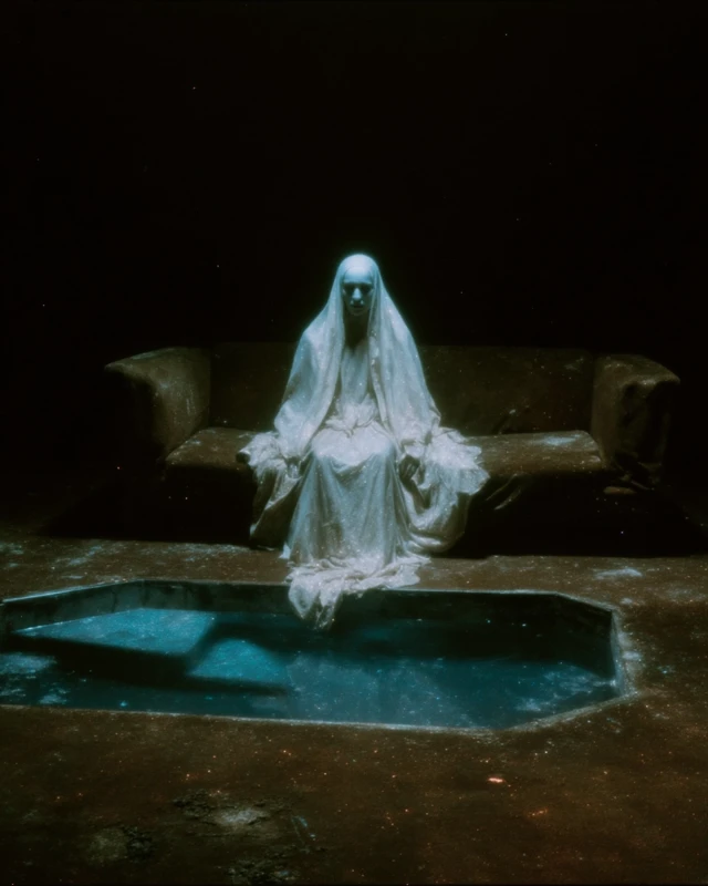 Eerie Ghost in Liminal Space Haunting Imagery