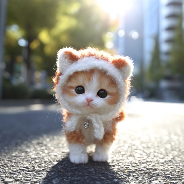 Cute Kitten in Adorable Outfit Photorealistic