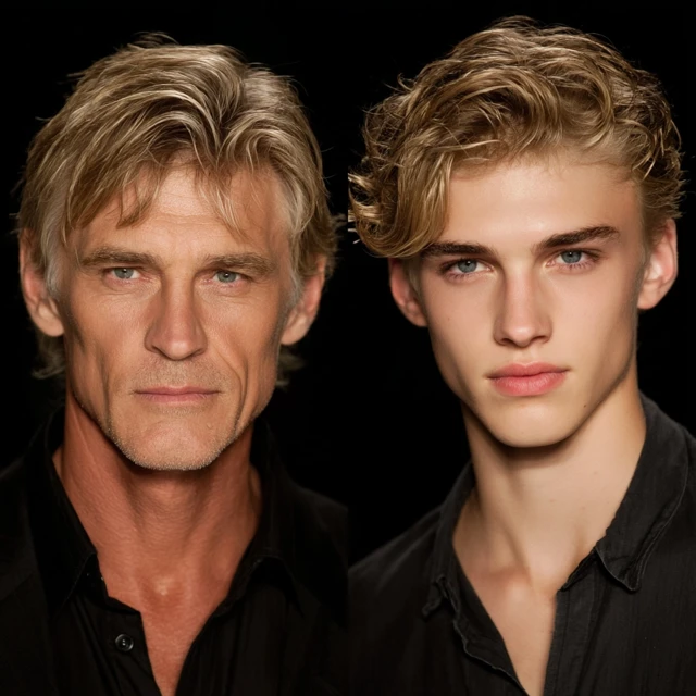 Father and Son Models Blonde Hair Handsome Faces