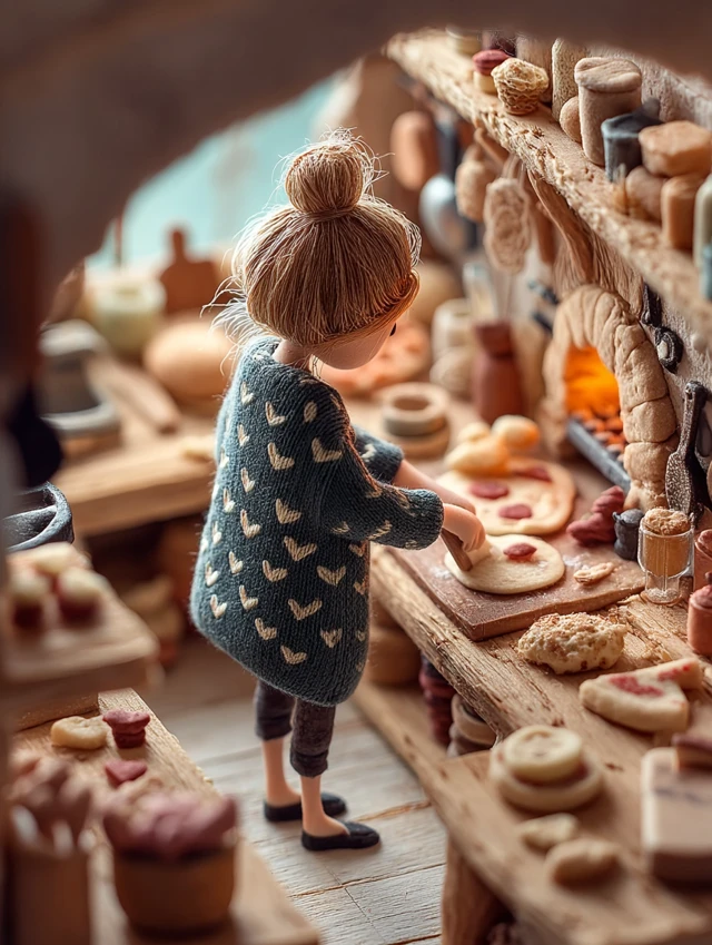 Girl Makes Pizza in a Cozy Kitchen