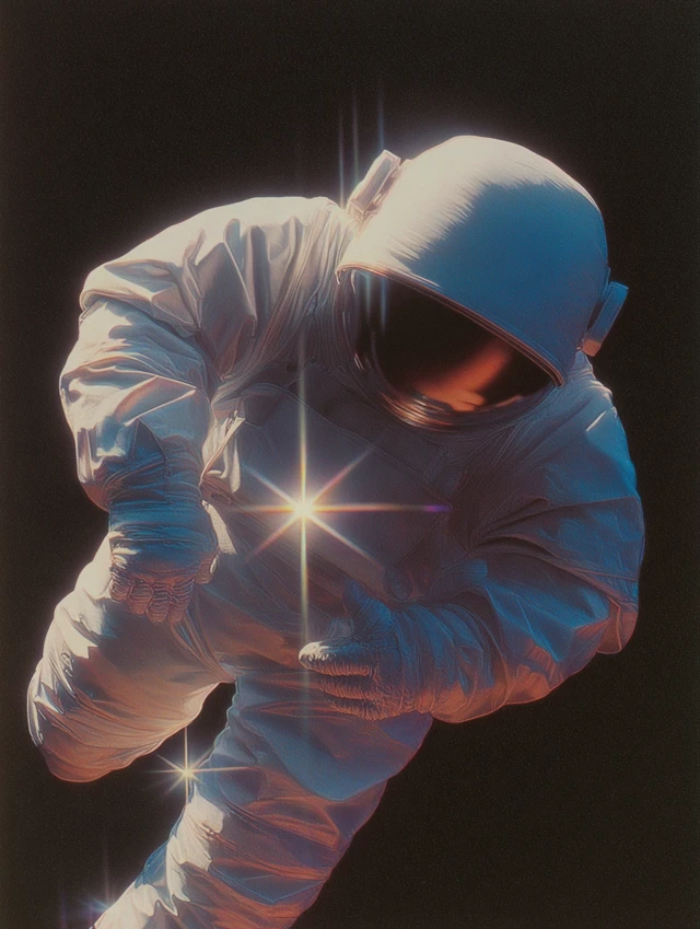 Astronaut in Space Black Background