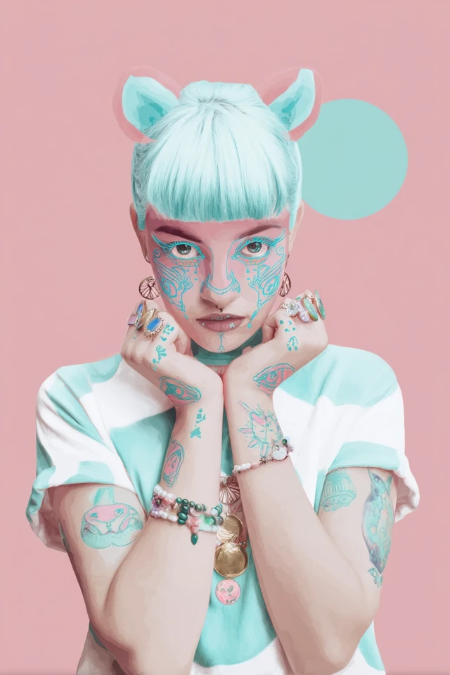 Neo Pop Portrait Half Human Half Animal