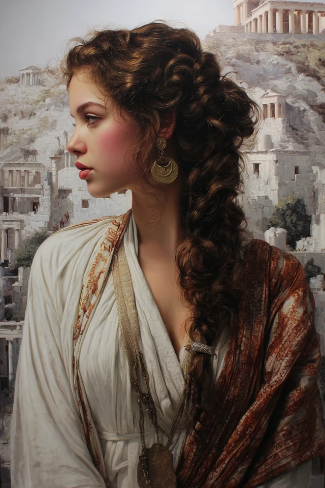 Ancient Greek Woman Portrait Painting Art