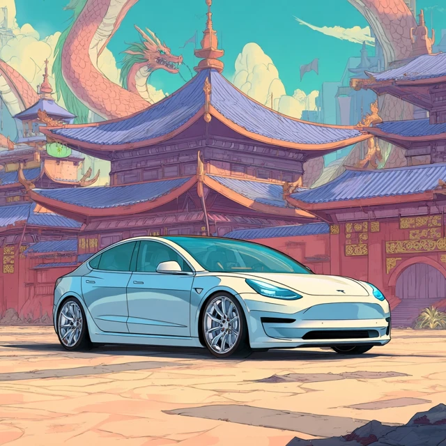 Tesla in a Dragonball Z Inspired City