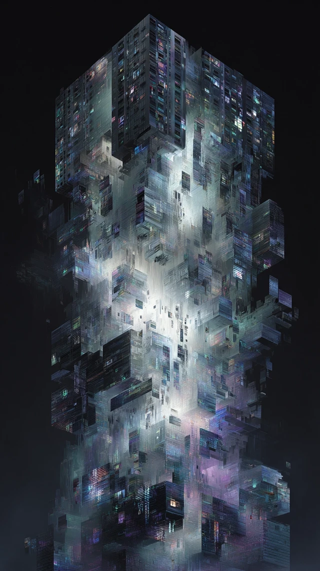 Surreal 3D Render Futuristic City Tower