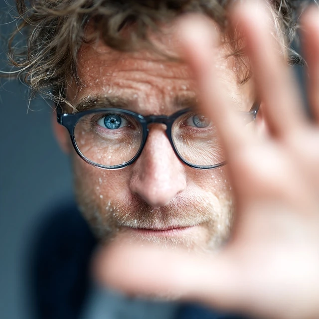 Man Waving Close Up Portrait Photography
