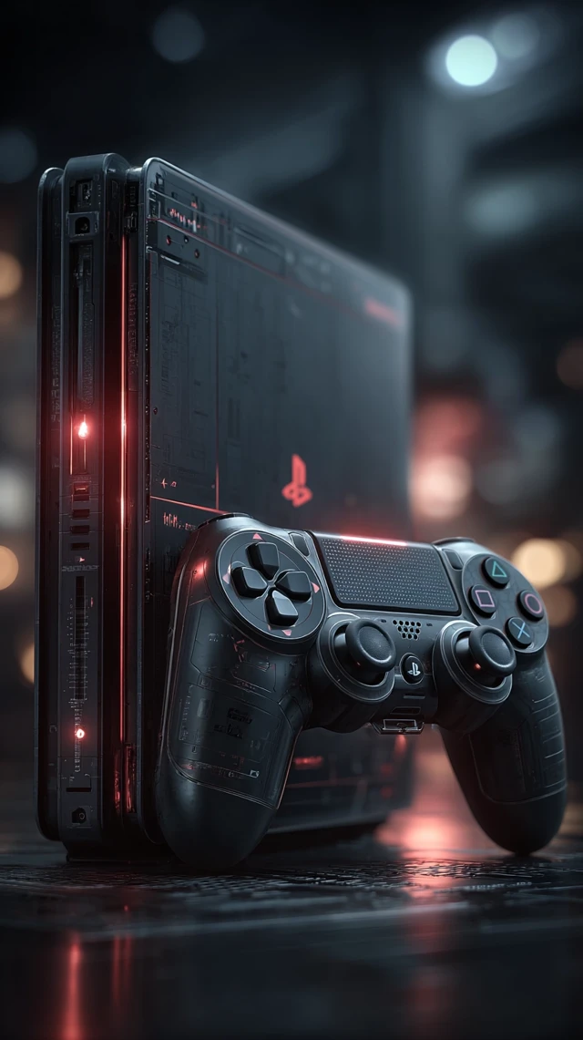 Cyberpunk Playstation Controller Red and Black