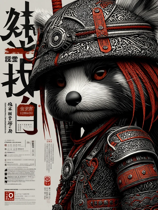 Red Panda Warrior God Tang Dynasty Poster