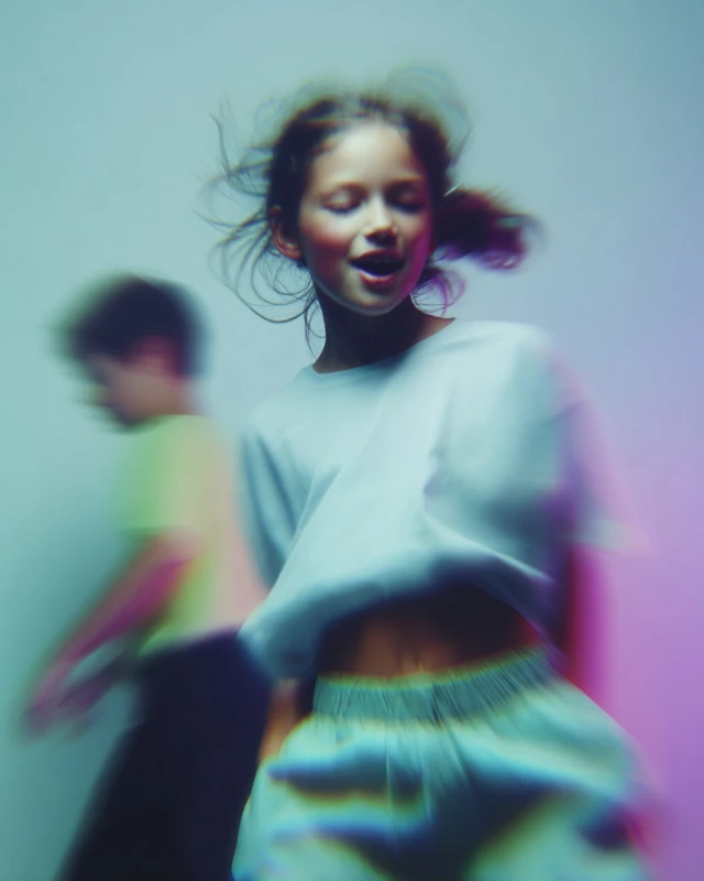 Breakdancing Kids Energetic Motion Blur Portrait