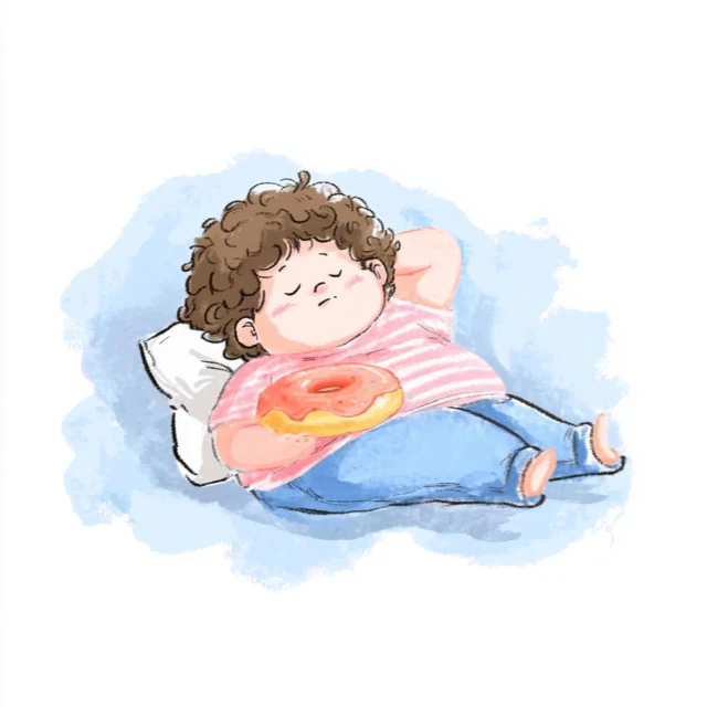 Happy Cartoon Boy with a Donut