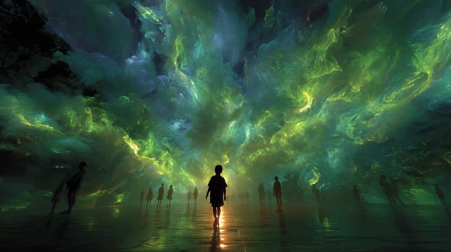 Futuristic Journey: Children Walk into the Future