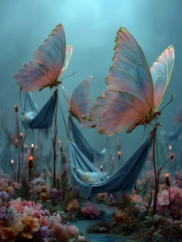 Butterflies and Hammocks Dreamlike Landscape
