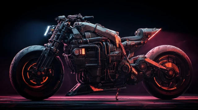 Cyberpunk Motorcycle Futuristic Design Illustration