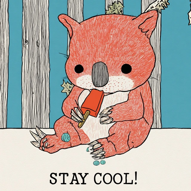 Cute Wombat with Popsicle Stay Cool Doodle Art