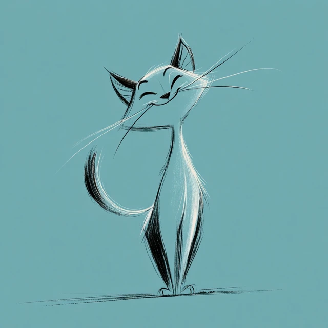 Happy Cartoon Cat Walking in the Sun