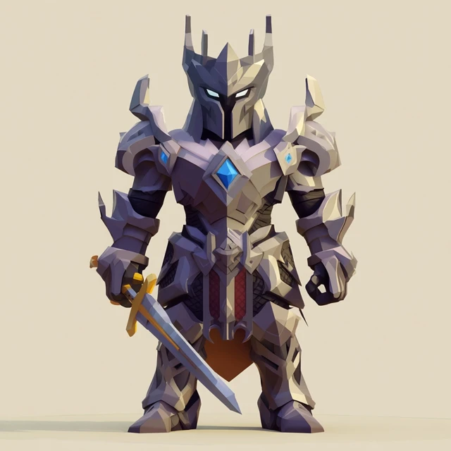 Low Poly White Knight 3D Game Art