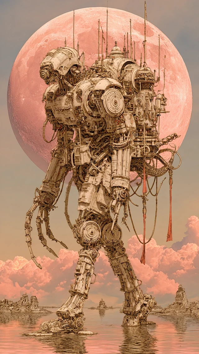 Old Robot Moonwalk Dreamy Studio Ghibli Art