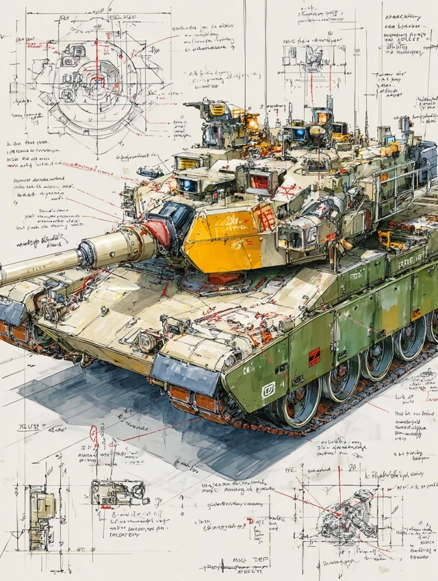 K2 Black Panther Tank Technical Concept Sketch