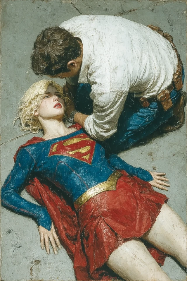 Supergirl in a Gritty Urban Painting