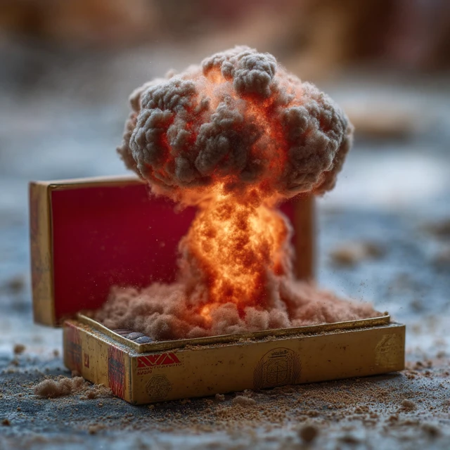 Miniature Mushroom Cloud Explosion in a Matchbox