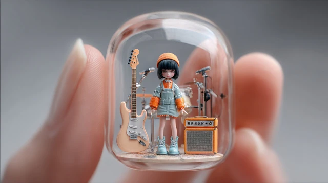 Chibi Musician In Glass Capsule Digital Art
