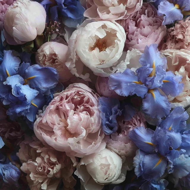 Peonies and Irises Floral Arrangement