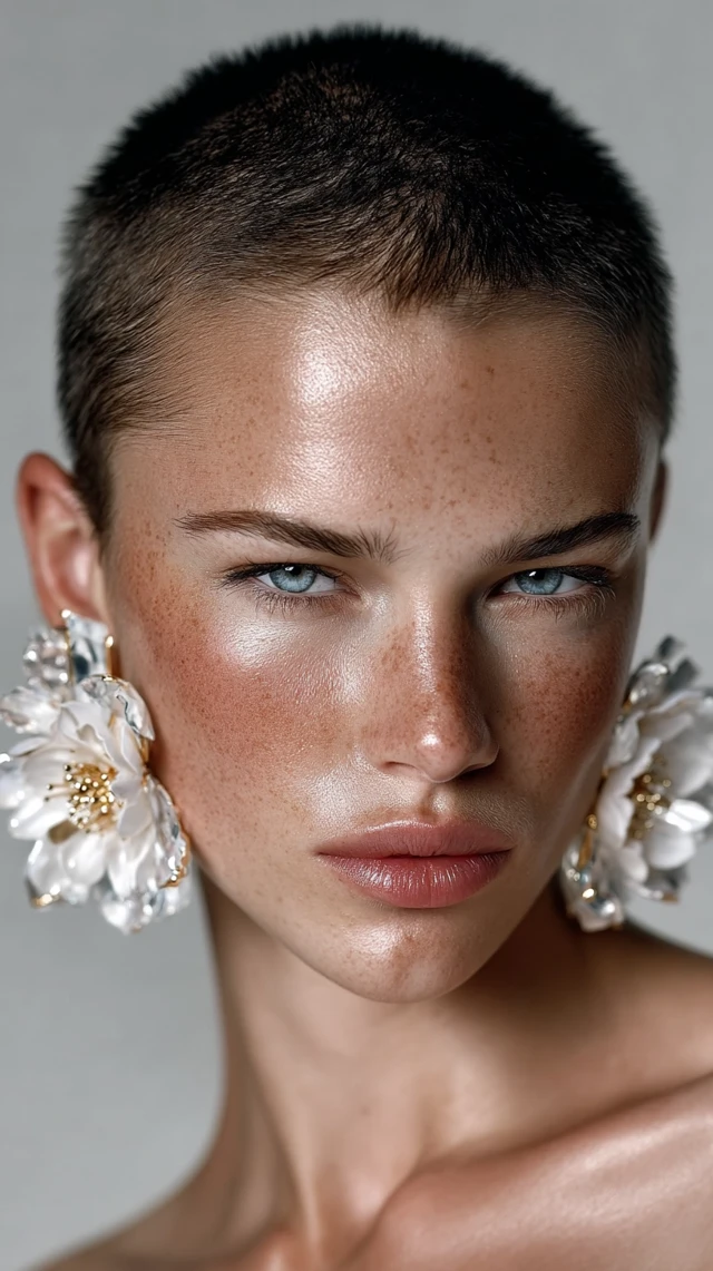 Beautiful Baltic Model with Flower Earrings