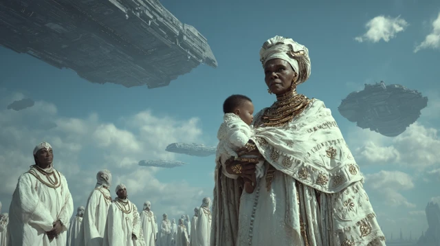 Ancient Mother and Child in Space