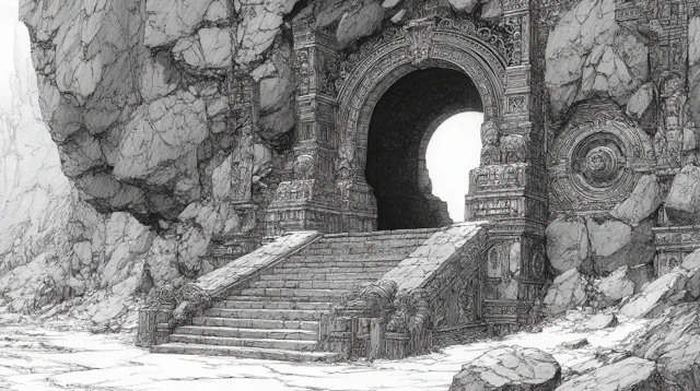 Ancient Stone Archway Mythic Illustration
