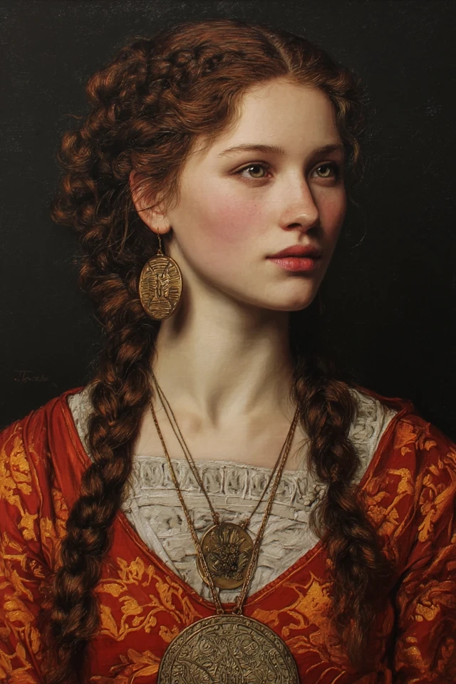 Ancient Greek Woman Portrait Painting Art