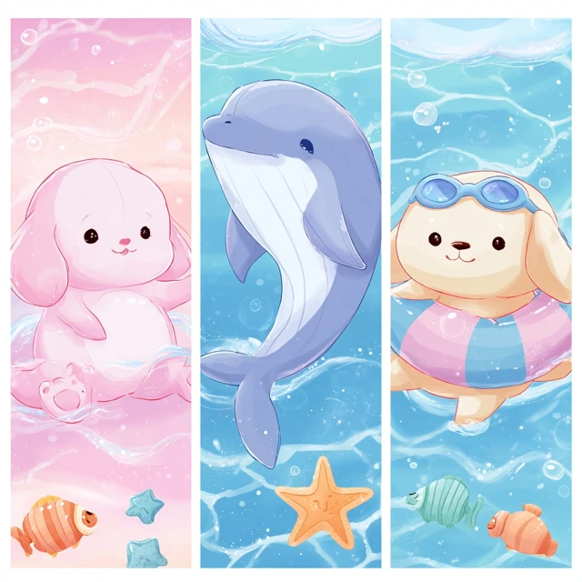 Kawaii Animals Summer Fun Illustration