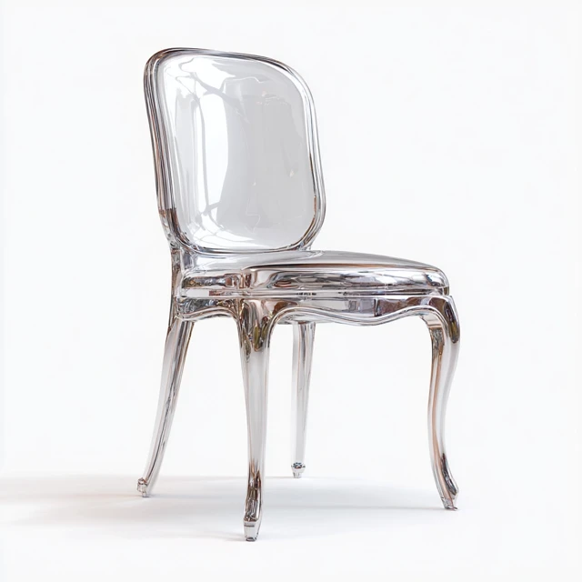 3D Silver Chair on White Background Modern Design